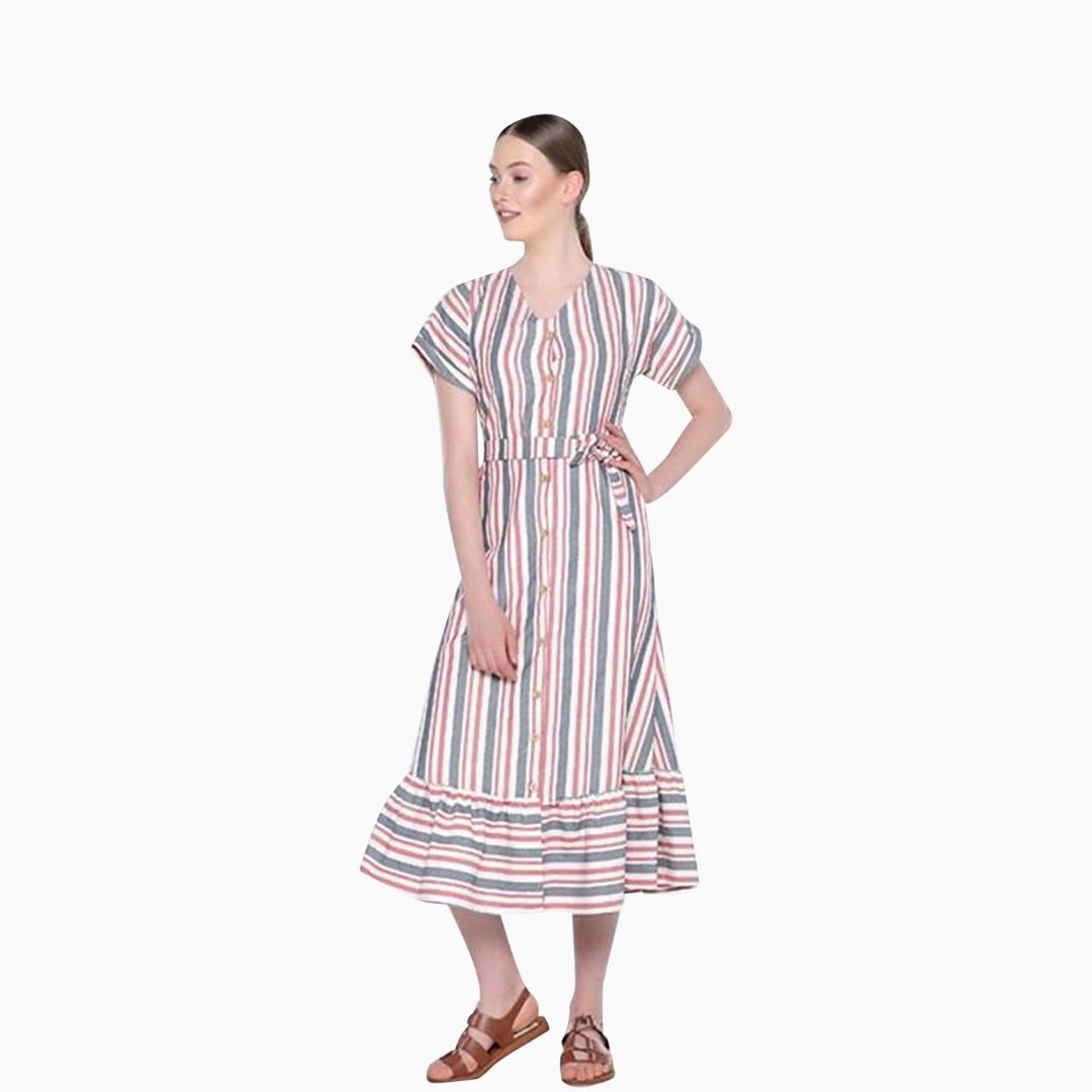 Dress midi vintage striped multicolor