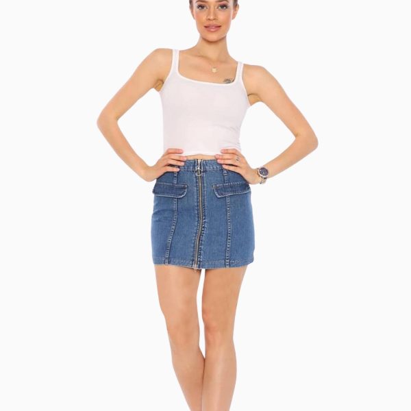 Skirt zipper down navy blue